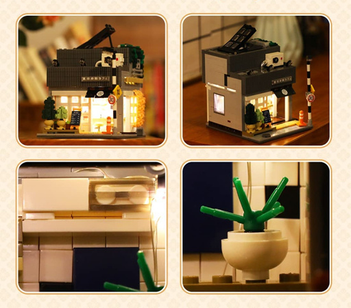 Klocki CaDA Japoński Sklep z Bułeczkami na parze Japanese Steamed Bun Shop + kawiarnia Summer Breeze Coffee Shop LED 2224 el.