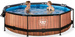Basen ogrodowy okrągły 300x76 cm z pompą filtrującą i zadaszeniem brązowy