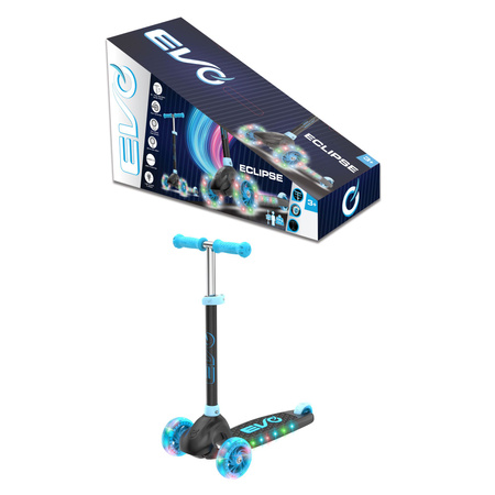 EVO Regulowana Trójkołowa Hulajnoga dla Dzieci Eclipse Niebieski Świecące kółka i Podest