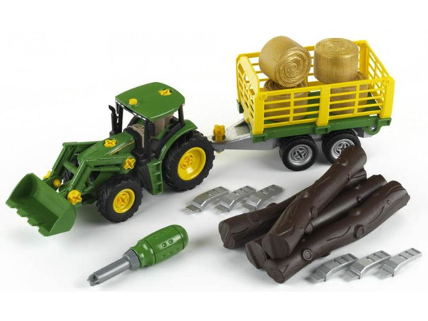 Klein 3906 John Deere Traktor z dwiema przyczepami Do skręcania