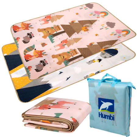 Dwustronna piankowa mata edukacyjna z pianki EPE 150 x 180 cm góry zwierzęta