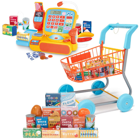 Zestaw Wózek sklepowy z zakupami Kasa sklepowa dla dzieci Supermarket Casdon