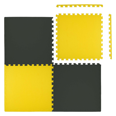 Mata piankowa podłogowa Humbi 120x120 Duże puzzle piankowe wodoodporne bezpieczne 4 szt. żółty, czarny