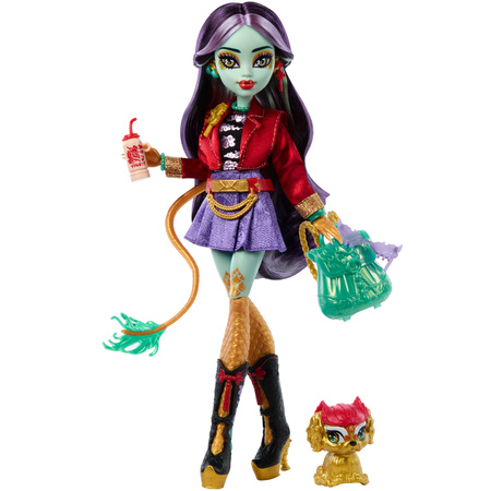 Monster High Jinafire Long duża lalka smok z pieskiem Cloudy "Yun Yun" 27 cm + akcesoria Straszyceum