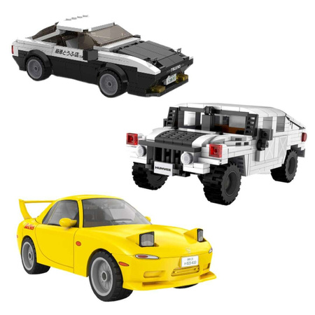 Klocki CaDA zestaw aut Mazda RX-7 FD3S, Toyota AE86 Trueno Initial D, Humvee 674 el.
