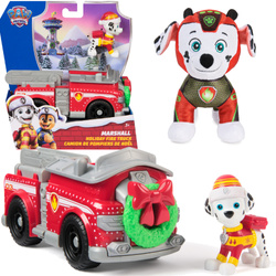 Psi Patrol świąteczny Pojazd z figurką Wóz Strażacki Marshalla + maskotka 18 cm