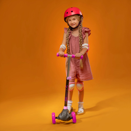 EVO Regulowana Trójkołowa Hulajnoga dla Dzieci Eclipse Różowa Świecące kółka i Podest