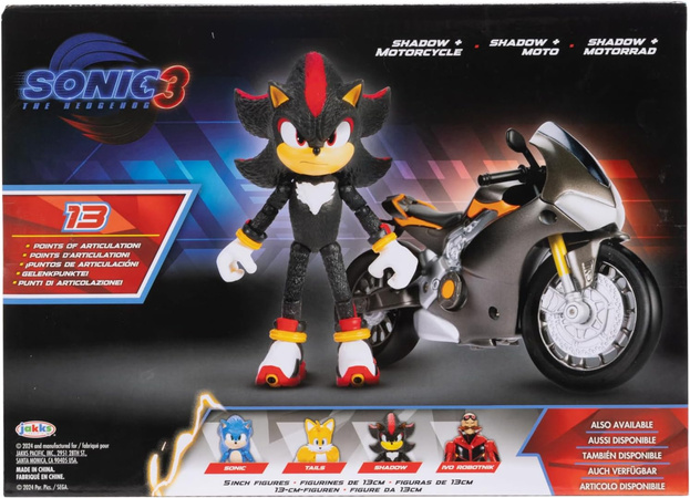 Mały Zestaw Sonic 3 The Hedgehog Figurka Shadow + czarny Motocykl