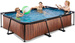 Basen ogrodowy 300x200x65 cm z pompą filtrującą i pokrywą brązowy