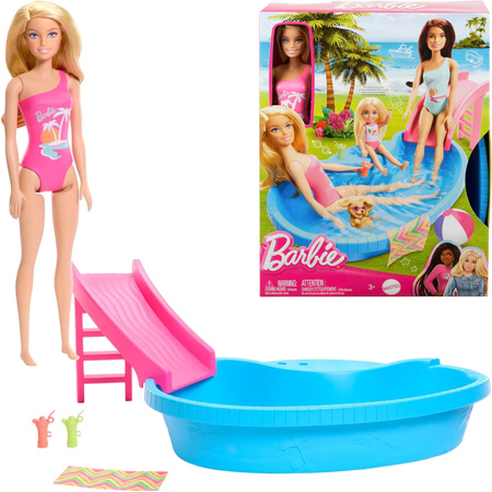 OUTLET Zestaw Barbie Impreza przy basenie lalka + akcesoria USZKODZONE OPAKOWANIE