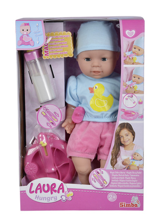 OUTLET Zestaw Bobas Laura głodna lalka 38 cm + smoczek, butelka i akcesoria do karmienia USZKODZONE OPAKOWANIE