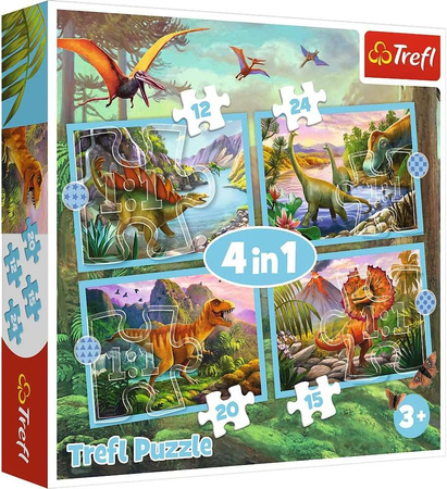 Puzzle 4w1 Wyjątkowe dinozaury 71 elementów