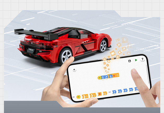 Klocki konstrukcyjne CaDA wyścigówka Samochód wyścigowy zdalnie sterowany Klocki Yangwang U9 Auto sportowe 299 elementów RC