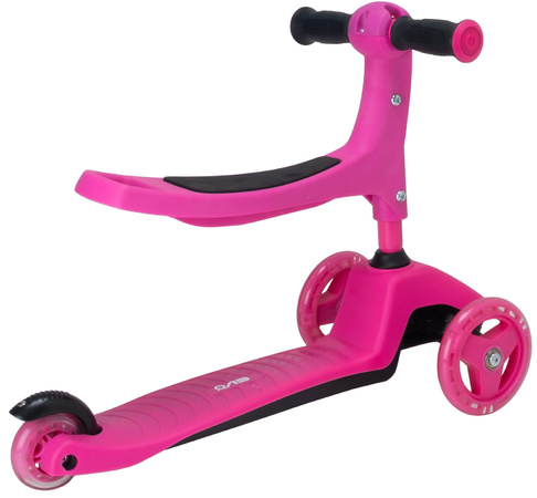 Evo Regulowana Trójkołowa Hulajnoga dla Dzieci 2w1 Jeździk Cruiser z Siedziskiem Różowy