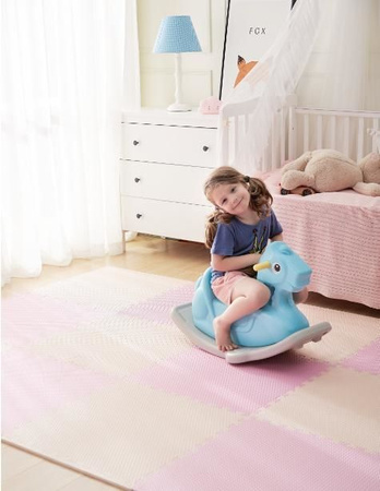 Humbi mata piankowa puzzle piankowe fitness wodoodporne pod basen 24 szt. kremowo-różowa 360 x 240 x 1 cm