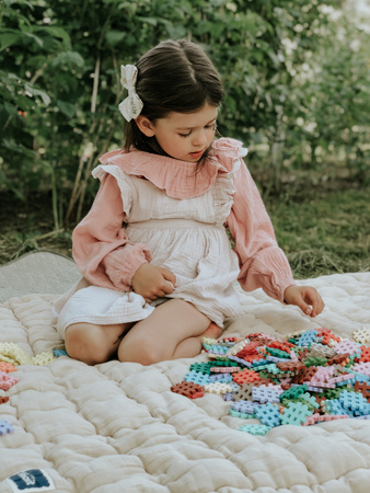 Klocki konstrukcyjne Mini Waffle zestaw w pastelowych kolorach 300 elementów Marioinex