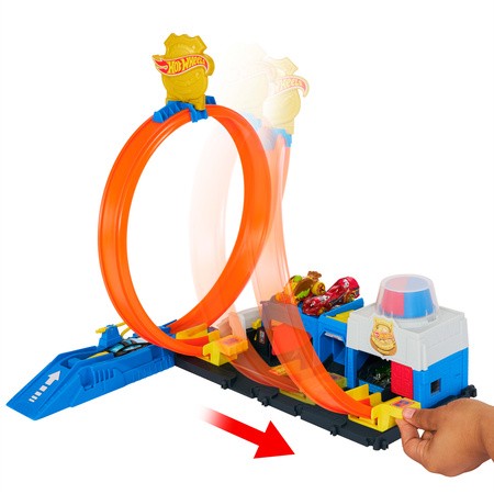 Hot Wheels City Posterunek Policji Super Pętla tor samochodowy + pojazd