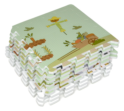 Mata podłogowa edukacyjna 180x90 Grube puzzle piankowe 18 szt. Humbi Wiejskie drogi Wieś ulice Farma Gospodarstwo