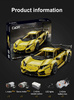 Klocki konstrukcyjne CaDA Zdalnie sterowane duże auto sportowe LP700 49 cm Samochód żółty Pojazd LP700 Sports Car z napędem Power System Pro Światło LED RC 1805 elementów