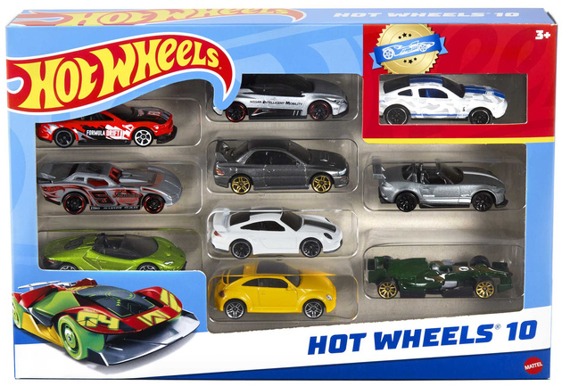 Hot Wheels Zestaw prezentowy 10 samochodów resoraków niespodzianek