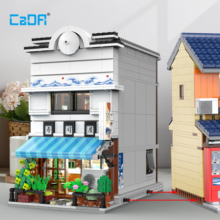 Klocki Konstrukcyjne CaDA Sklep z Sushi Budynek w japońskim stylu światło LED 1665 elementów C66018W