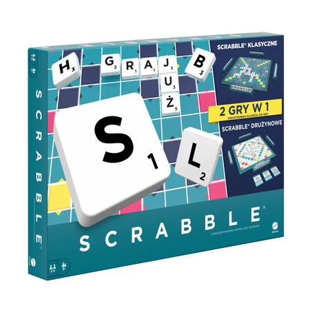 Rodzinna Gra Towarzyska słowna Scrabble Original PL 2w1 klasyczna i drużynowa