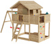 Plac zabaw drewniany ogrodowy Galaxy Sunshine KDI domek, 2x huśtawka, piaskownica, skrzynia piknikowa, ścianka wspinaczkowa, drabinka