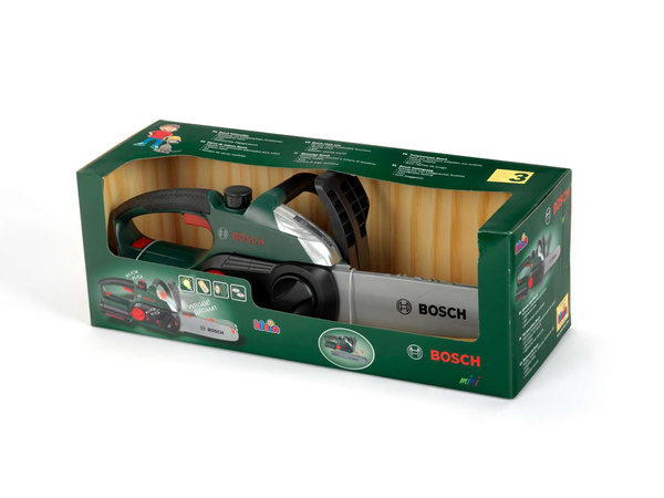 Zestaw Bosch bezprzewodowa Piła z ruchomym łańcuchem Bosch II z dźwiękiem i światłem dla dzieci + żółty kask