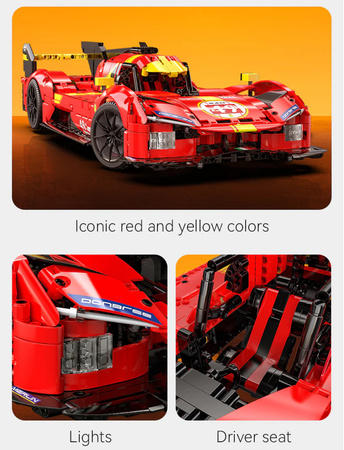 Klocki konstrukcyjne CaDA Samochód 51 cm auto wyścigowe czerwone Blazing Flame Pojazd 1518 elementów 1:10 C63008W