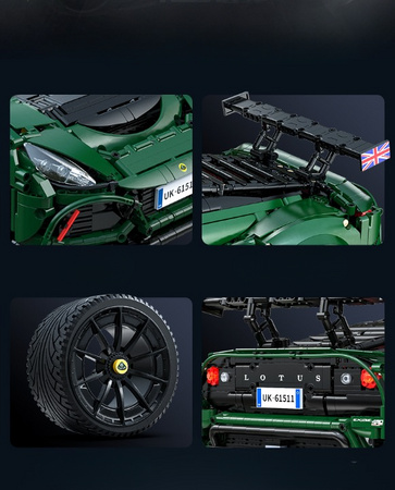 Klocki konstrukcyjne CaDA Samochód 54 cm autko miejskie Lotus Exige Cup 430 ciemnozielony Pojazd 3730 elementów