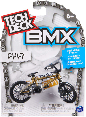 Fingerbike Rower BMX mini złoty Cult + naklejki Tech Deck