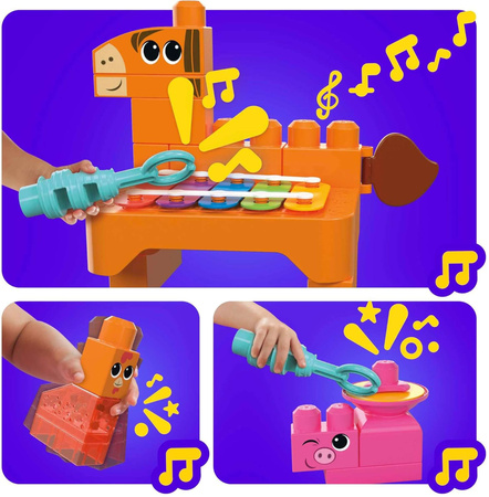 Sensoryczny zestaw konstrukcyjny klocki Farma Muzyczna Muzykalne zwierzątka z farmy 40 elementów