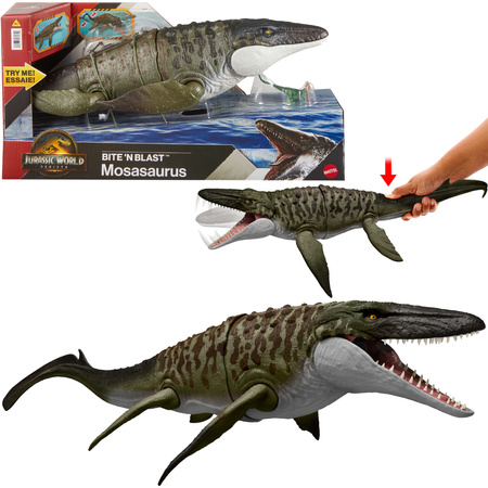 Figurka Dinozaur Jurassic World Rebirth Mosasaurus Bite'n'blast 65 cm