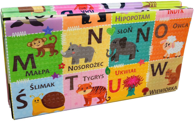Humbi Gruba Mata Edukacyjna 2w1 z pianki XPE 180x120cm Onomatopeje polski alfabet odgłosy zwierząt nauka dźwięków
