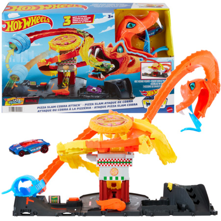 Hot Wheels Pizza Slam Cobra Attack Odjazdowa Pizza Atak Kobry tor samochodowy + pojazd