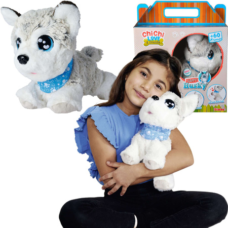 Chi Chi Love Piesek interaktywny z apaszką 30 cm Dźwięk 3+ Happy Husky