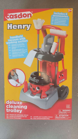 OUTLET Wózek do sprzątania dla dzieci zestaw do sprzątania z odkurzaczem i mopem Henry Deluxe Casdon NIEKOMPLETNY