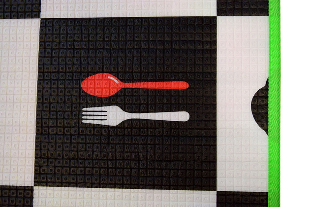 Humbi Piankowa dwustronna mata edukacyjna Szachownica 3w1 Polski Alfabet Cyfry Obrazki Kontrastowe czarno-biała 180 x 200 x 0,5 cm