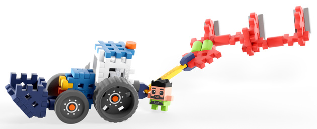 Klocki konstrukcyjne Mini Waffle Farmer Ładowarka czołowa 50 elementów Marioinex