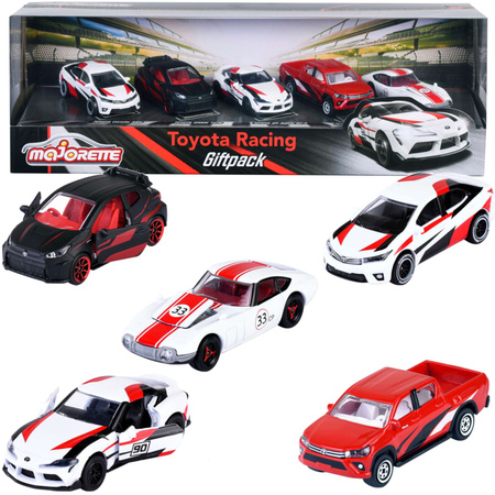 Zestaw 5 metalowych pojazdów wyścigówki sportowe resoraki Toyota Racing Supra Corolla GT na prezent