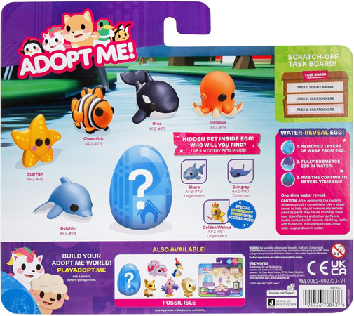 Adopt Me Zestaw 7 elementów 6 figurek stworzenia morskie Into the Sea Mystery Pet