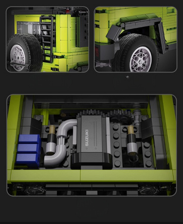 Klocki konstrukcyjne CaDA Duży samochód terenowy 2w1 Suzuki Jimny zielone auto Off Roader terenówka 1803 elementy