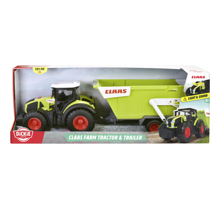 Duży interaktywny traktor ciągnik z przyczepą Claas światło/dźwięk 64 cm