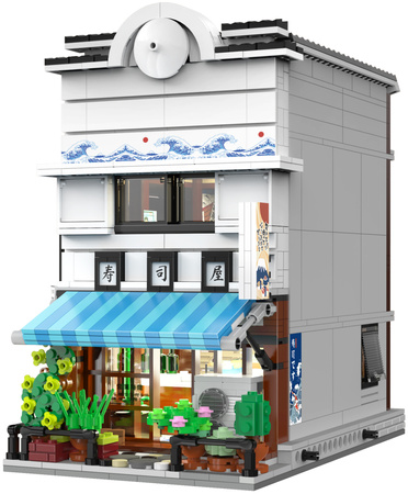 Klocki Konstrukcyjne CaDA Sklep z Sushi Budynek w japońskim stylu światło LED 1665 elementów C66018W