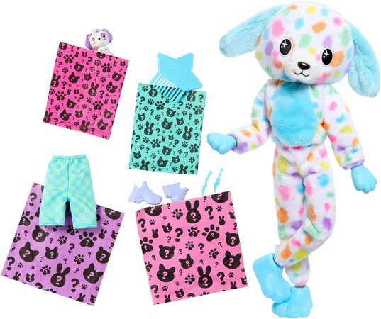 Barbie Cutie Reveal Lalka Dalmatyńczyk niespodzianka w kostiumie pieska + figurka i akcesoria