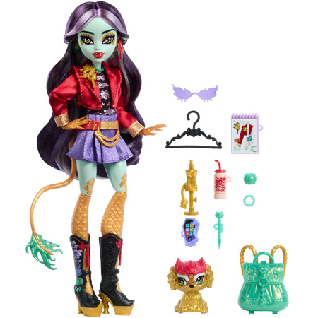 Monster High Jinafire Long duża lalka smok z pieskiem Cloudy "Yun Yun" 27 cm + akcesoria Straszyceum