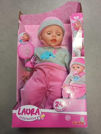 Simba lalka Laura gaworząca 40 cm ze smoczkiem i butelką WADLIWA