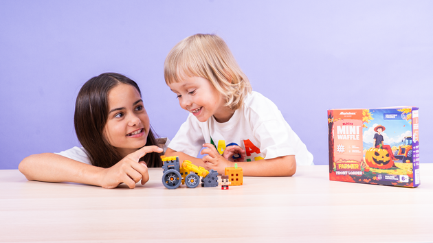 Klocki konstrukcyjne Mini Waffle Farmer Ładowarka czołowa 50 elementów Marioinex