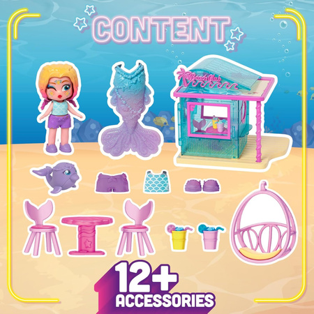 Kookyloos Zestaw Mermaid Beach House Figurka Kolekcjonerska Shelly Syrena Zmieniająca Kolor Dom dla Syren + Akcesoria