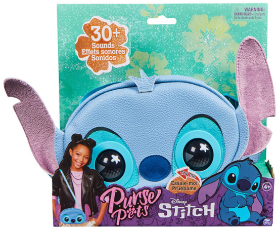 Purse Pets Disney Lilo i Stitch Interaktywna Torebka z ruchomymi oczami z dźwiękiem + strój karnawałowy Stitch kostium przebranie 127-136 cm (7-8 lat) Kigurumi
